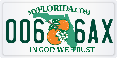 FL license plate 0066AX