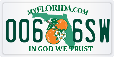 FL license plate 0066SW