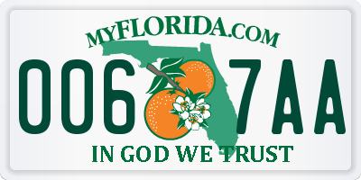FL license plate 0067AA
