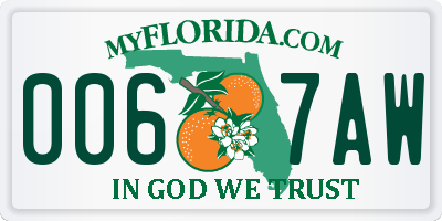 FL license plate 0067AW
