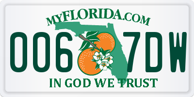 FL license plate 0067DW