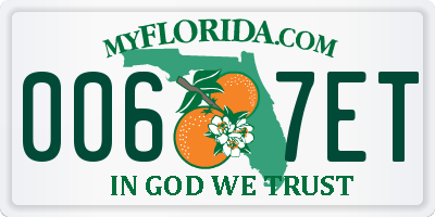 FL license plate 0067ET