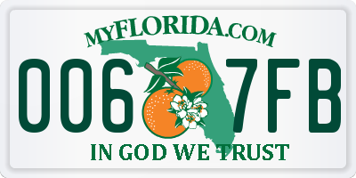 FL license plate 0067FB
