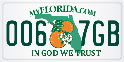 FL license plate 0067GB