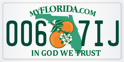FL license plate 0067IJ