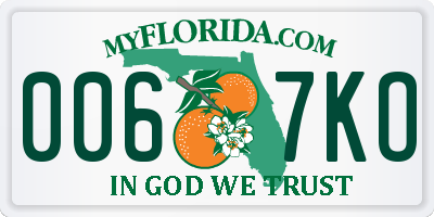 FL license plate 0067KO