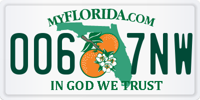 FL license plate 0067NW