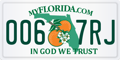 FL license plate 0067RJ