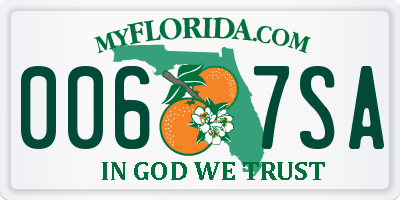 FL license plate 0067SA