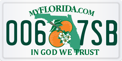 FL license plate 0067SB