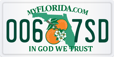 FL license plate 0067SD