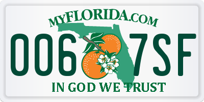 FL license plate 0067SF