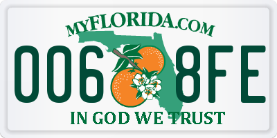 FL license plate 0068FE