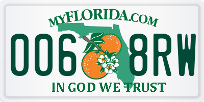 FL license plate 0068RW
