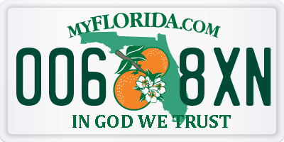 FL license plate 0068XN