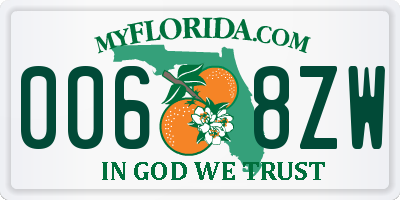 FL license plate 0068ZW