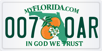 FL license plate 0070AR
