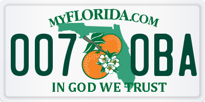 FL license plate 0070BA