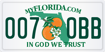 FL license plate 0070BB