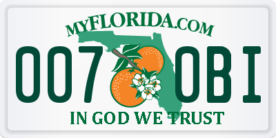 FL license plate 0070BI