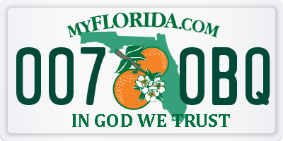 FL license plate 0070BQ