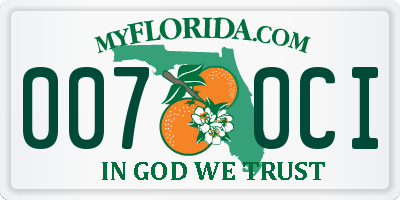 FL license plate 0070CI