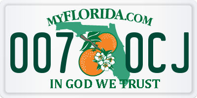 FL license plate 0070CJ