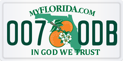 FL license plate 0070DB