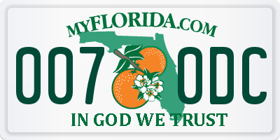 FL license plate 0070DC