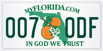 FL license plate 0070DF