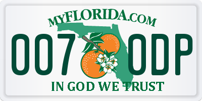 FL license plate 0070DP