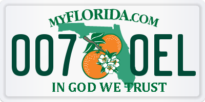 FL license plate 0070EL