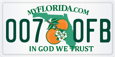 FL license plate 0070FB