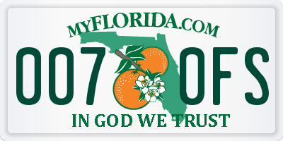 FL license plate 0070FS