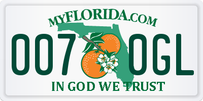 FL license plate 0070GL