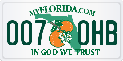 FL license plate 0070HB