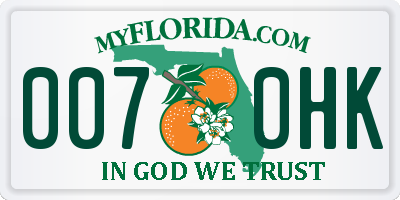 FL license plate 0070HK