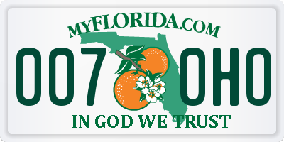 FL license plate 0070HO
