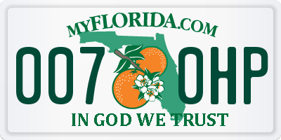 FL license plate 0070HP
