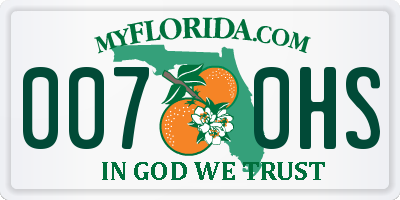 FL license plate 0070HS