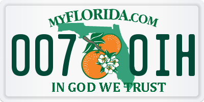 FL license plate 0070IH
