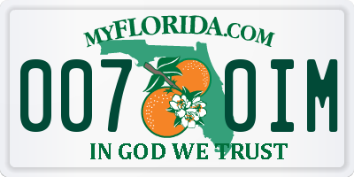 FL license plate 0070IM
