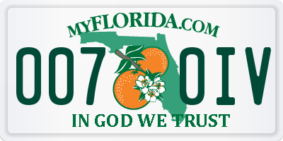 FL license plate 0070IV