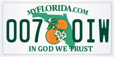 FL license plate 0070IW