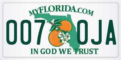 FL license plate 0070JA