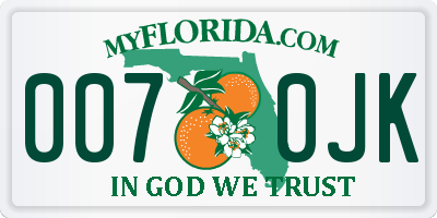 FL license plate 0070JK