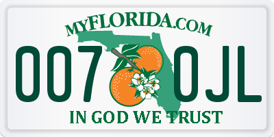 FL license plate 0070JL