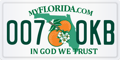 FL license plate 0070KB