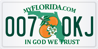 FL license plate 0070KJ