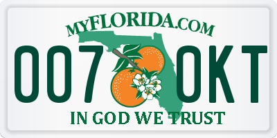 FL license plate 0070KT